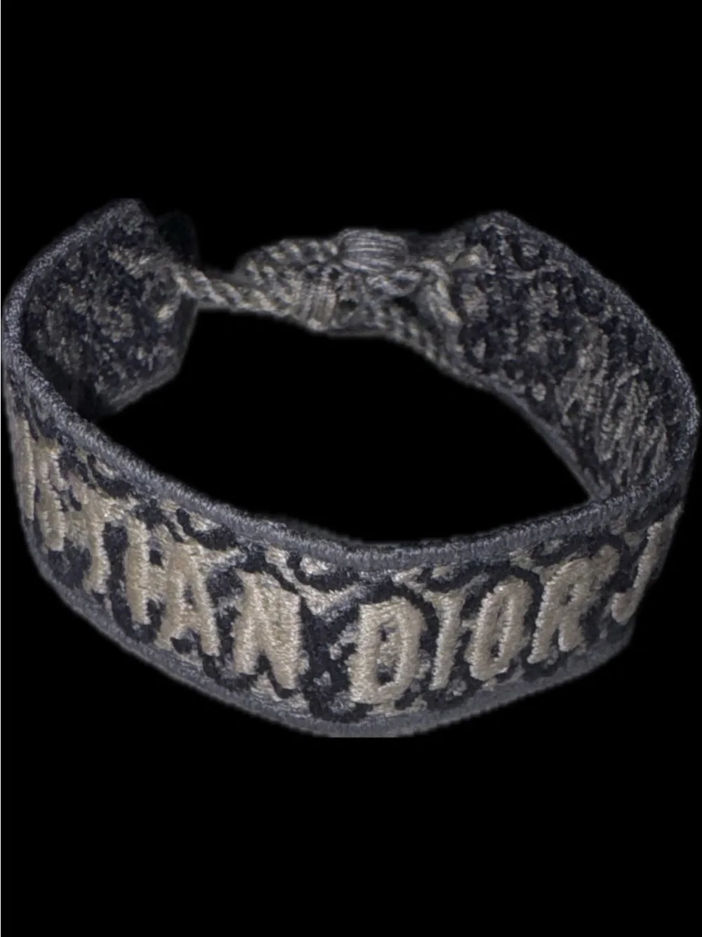 Dior Navy and Beige Embroidered Woven Bracelet